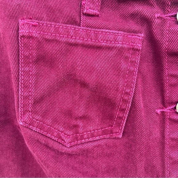 Vintage WAVE Button Front Denim Mini Skirt Women’s Size Medium Burgundy USA Made - Picture 4 of 8